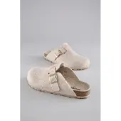 Aniston SHOES Clog , Damen, Gr. 36, Textil, beige (beige meliert), meliert, Schuhe Clog, Hausschuh, Homeslipper mit verstellbarem Riemchen