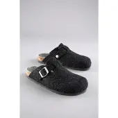Aniston SHOES Clog , Damen, Gr. 36, Textil, schwarz (schwarz meliert), meliert, Schuhe Clog, Hausschuh, Homeslipper mit verstellbarem Riemchen