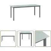 The Living Store Gartentisch Hellgrau 190x90x74 cm Aluminium und Glas