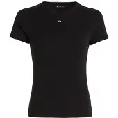 Tommy Hilfiger Damen Tops & T-Shirts Tjw Slim Essential Rib Ss - Zwart - Größe S