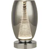 Searchlight LED-Tischleuchte Cyclone, chrom/rauch, Glas, 20,5 cm hoch