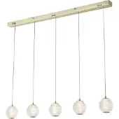 Searchlight LED-Hängeleuchte Allure, 5-fl., lang, messingfarben, Acryl