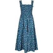 Apricot Midikleid "Gestuftes Kleid mit Orchideenprint", Damen, Gr. XS (34), N-Gr, blau, gewebt, Obermaterial: 100% Viskose CV., geblümt, normal, eckiger Ausschnitt, Kleider Midikleid, mit Smokdetails