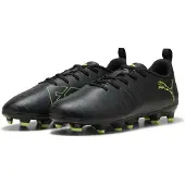Puma Fußballschuh "FUTURE 8 PLAY FG/AG JR", Damen, Gr. 37, Textil, grün (schwarz, fizzy light, grün terrain), Synthetik, Schuhe Fußballschuh, für Rasen- und Kunstrasenplätze