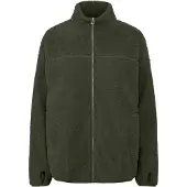Pieces Plüschjacke "PCSADIA LS TEDDY JACKET NOOS BC", Damen, Gr. XXL, grün (forest night), Plüsch, Obermaterial: 100% Polyester, unifarben, regular fit normal, Jacken Plüschjacke, Kunstfaser