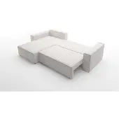 Fun-Möbel Ecksofa Schlafsofa Sofa CONOR PREMIUM Stoff Poso Hellgrau Ottomane Links