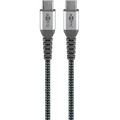 Goobay USB-C-auf-USB-C-Textilkabel mit Metallsteckern (spacegrau/silber), 0,15 m