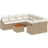 vidaXL Gartensofa-set 9 stk. Beige und Creme Poly-Rattan