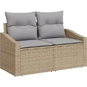 vidaXL Garten-Sofa mit Kissen 123 x 62 x 69 cm Poly-Rattan