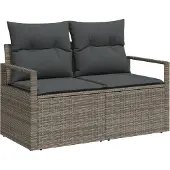 vidaXL Sofa Set 6 stk. 5-Sitzanzahl Grau Poly Rattan