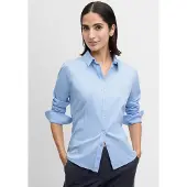 Cinque Hemdbluse "CISARY", Damen, Gr. L (40), blau (hellblau), Web, Obermaterial: 100% Baumwolle, unifarben, gerade hüftbedeckend, 1-Knopf-Manschette, Blusen Hemdbluse, mit Reverskragen