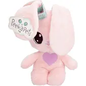 IMC Toys Peekapets Bunnys Plüschtier, interaktiv, mit Nachtlicht, Pink Violet, waschbar, 28 cm