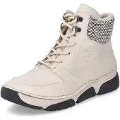 Rieker Damen sportliche Winterboots/ Schnürstiefeletten Beige Textil Synthetik Größe: 42