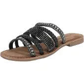 Lazamani Pantoletten Damen Schwarz Leder
