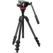 Manfrotto 502 Fluid Video Kopf Mit Flachem Sockel Und 055 Video Carbon Fibre Stativ
