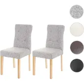 Mendler 2er-Set Esszimmerstuhl HWC-E58, Stuhl Essstühle Stoff/Textil grau, helle Beine