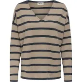 ONLY Strickpullover "ONLAMALIO LIFE LS V-NECK KNT", Damen, Gr. M, blau (humus stripes:mel, ombre blau), Strick, Obermaterial: 100% Polyester, gestreift, oversize, V-Ausschnitt, Pullover Strickpullover