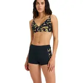 Roxy Bikini-Hose "Active Shorty", Damen, Gr. XL, grau (anthrazit big flowers), Obermaterial: 75% Nylon, 25% Elasthan., Badehosen Bikini-Hose