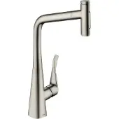 Hansgrohe Metris Select M71 Einhebel-Küchenmischer 320, Ausziehbrause, 2-jet, 73820800, Farbe: Edelstahl-finish
