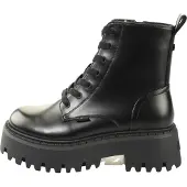 Buffalo Aspen Lace Up Damenschuhe Stiefel Reißverschluss Schnürstiefel Schwarz Freizeit