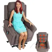 Mendler Fernsehsessel HWC-K63, Relaxsessel Sessel, Liegefunktion Aufstehhilfe Massage Heizfunktion, Stoff/Te