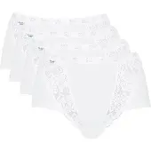 Sloggi Maxislip "Chic" 4er Pack, elastische Spitzeneinsätze, feminin, Baumwollmix, elastisch