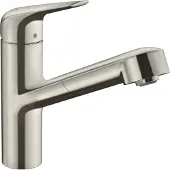 Hansgrohe Focus M42 Einhebel-Küchenmischer 150, Ausziehauslauf, 1-jet, 71814800, Farbe: Edelstahl-finish