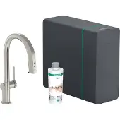 Hansgrohe Aqittura M91 - Spültischarmatur mit ausziehbarem Auslauf, SodaSystem, SBox, Edelstahl 76836800