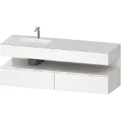 Duravit Collection One Einbauwaschtisch mit Konsolenwaschtischunterbau, 1600x550x600mm, Nische Weiß hochglänzend, Becken links, QA4795022180010, Farbe: Weiß Matt/mit Nischenbeleuchtung