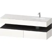 Duravit Collection One Einbauwaschtisch mit Konsolenwaschtischunterbau, 1600x550x600mm, Nische Graphit Supermatt, Becken rechts, QA4796080220000, Farbe: Weiß Hochglanz