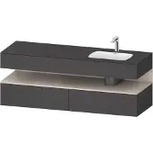Duravit Collection One Einbauwaschtisch mit Konsolenwaschtischunterbau, 1600x550x600mm, Nische Taupe Matt, Becken rechts, QA4796091490010, Farbe: Graphit Matt/mit Nischenbeleuchtung