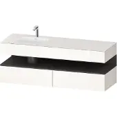Duravit Collection One Einbauwaschtisch mit Konsolenwaschtischunterbau, 1600x550x600mm, Nische Graphit matt, Becken links, QA4795049220010, Farbe: Weiß Hochglanz/mit Nischenbeleuchtung
