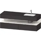 Duravit Collection One Einbauwaschtisch mit Konsolenwaschtischunterbau, 1600x550x600mm, Nische Weiß hochglänzend, Becken rechts, QA4796022800010, Farbe: Graphit Supermatt/mit Nischenbeleuchtung