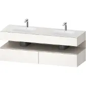 Duravit Collection One Einbauwaschtisch mit Konsolenwaschtischunterbau, 1600x550x600mm, Nische Taupe Matt, Doppelwaschtisch, QA4797091840010, Farbe: Weiß Supermatt/mit Nischenbeleuchtung