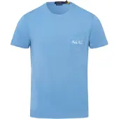 Ralph Lauren für Herren. 710P00084001 Strick-T-Shirt mit blauem Polo-Bär (L), Lässig, Baumwolle, Kurzarm