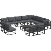 vidaXL Gartensofa-set 13 stk. Schwarz Aluminium