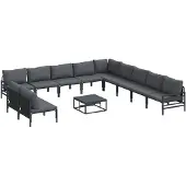 vidaXL Gartensofa-set 12 stk. Schwarz Stahl