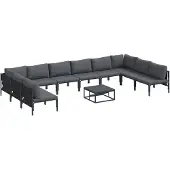 vidaXL Gartensofa-set 11 stk. Schwarz Stahl