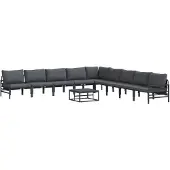 vidaXL Gartensofa-set 10 stk. Schwarz Stahl