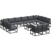 vidaXL Gartensofa-set 13 stk. Schwarz Aluminium