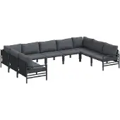 vidaXL Gartensofa-set 9 stk. Schwarz Stahl