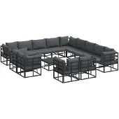 vidaXL Gartensofa-set 14 stk. Schwarz Aluminium