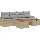 vidaXL Gartensofa-set 6 stk. Beige Poly Rattan