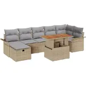 vidaXL Garten-Sofa-Set 8 stk. Beige Poly-Rattan