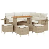 vidaXL Gartensofa-set 9 stk. Beige Poly-Rattan