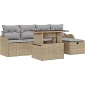 vidaXL Gartensofa-set 6 stk. Beige Poly-Rattan