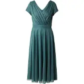 Vera Mont Cocktailkleid "Cocktailkleid im Glitzer-Look", Damen, Gr. 48, EURO, grau (grün, grau), 100% Polyester PES., Kleider Cocktailkleid