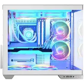 Modecom Volcano Panorama Apex ARGB 3F Weiß, PC-Gehäuse Midi Tower, passend für ATX, 3 ARGB Lüfter, Staubfilter, Kabelmanagement