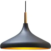 Bamyum Pendelleuchte I Champion I Schwarz 35cm Holz Metall E27 Schlafzimmer