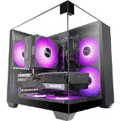 Mars Gaming MC-VISIONM, Mini Tower, PC, Schwarz, micro ATX, Mini-ITX, Metall, Gehärtetes Glas, Gaming